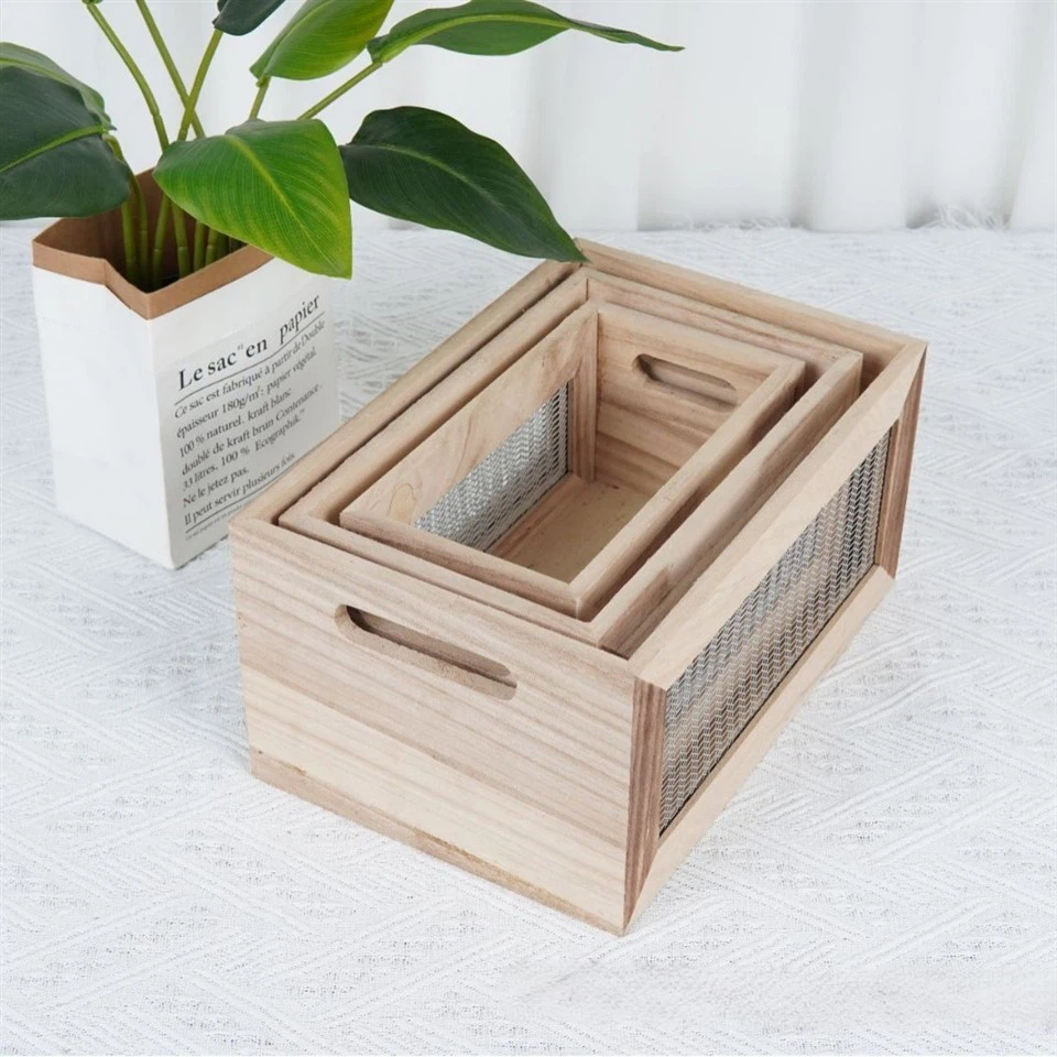 Wooden Set Of Three Basket